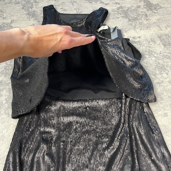 NWT Halston Heritage Black Sequin Party Mini Dress Mesh Back LBD Sparkle Sz 4 - Picture 14 of 14